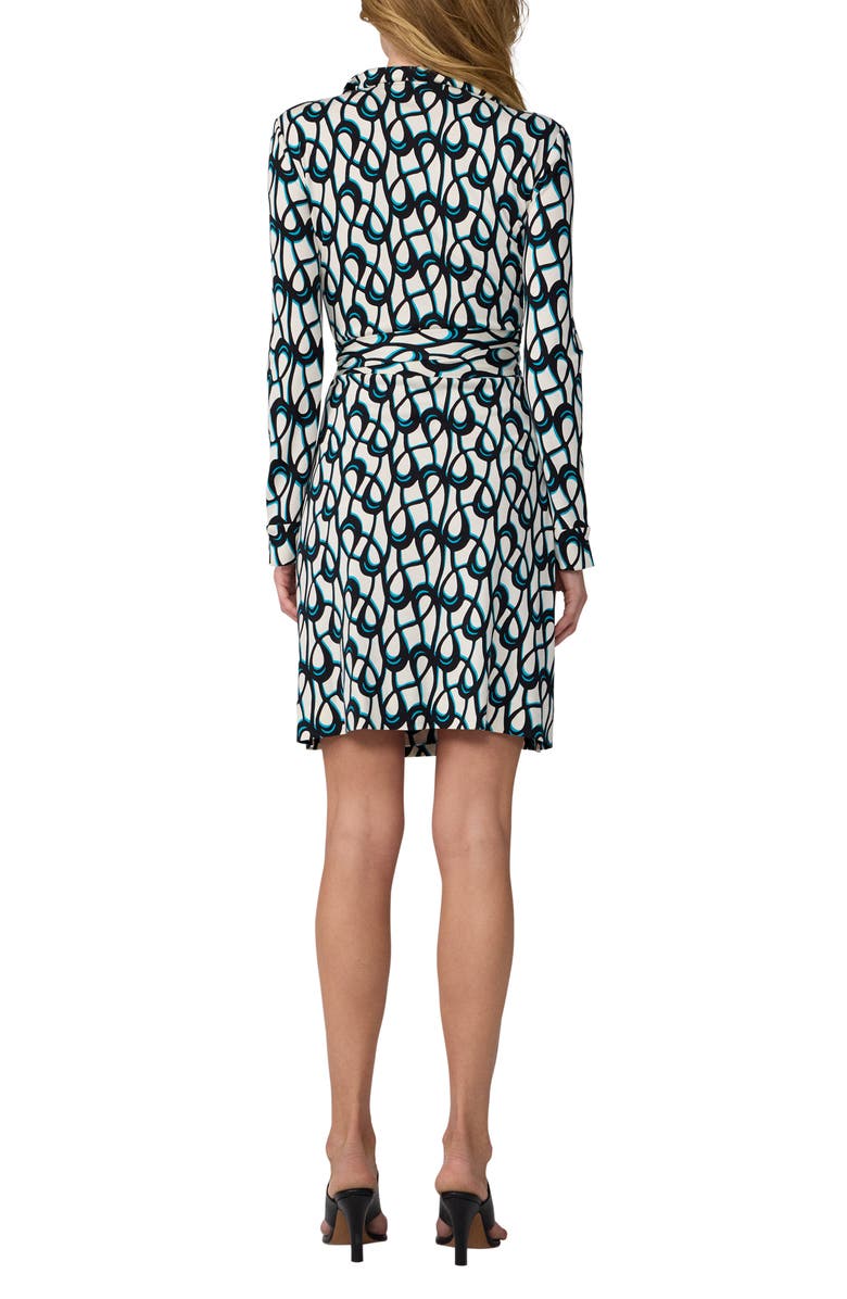 Diane von Furstenberg Jeanne Print Long Sleeve Silk Wrap Dress, Alternate, color, Loops Mid White