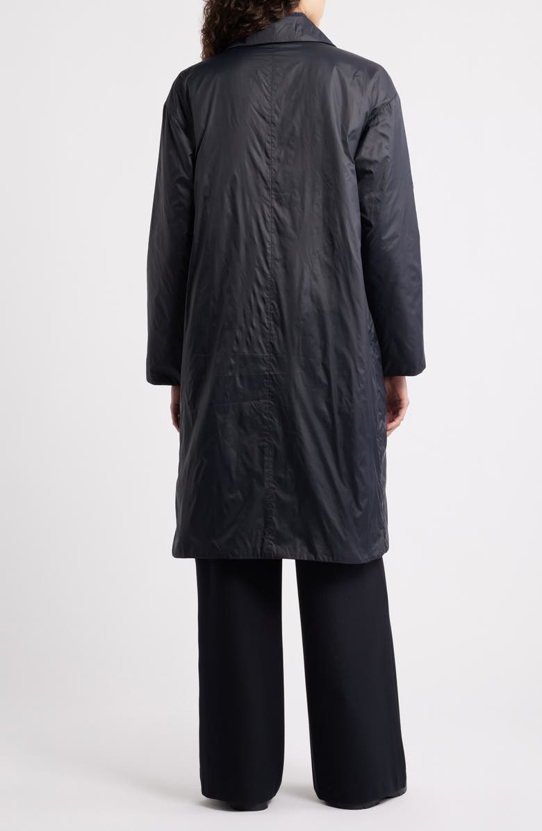 Eileen Fisher High Collar Padded Longline Coat, Alternate, color, Black