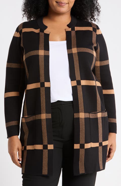 Kissing Front Windowpane Longline Cardigan