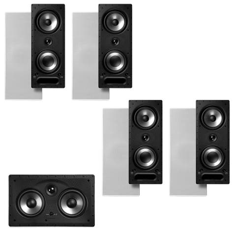 265-RT 3 Way Vanishing In Wall Speakers (4 Pack) and 255c-RT Center Channel Speaker Bundle (White)