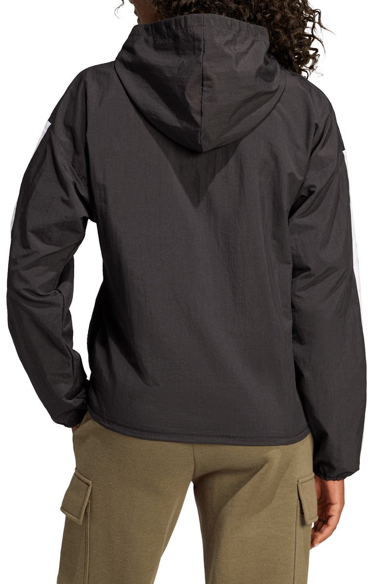 adidas Essentials 3-Stripes Lifestyle Woven Windbreaker, Alternate, color, Black/ White