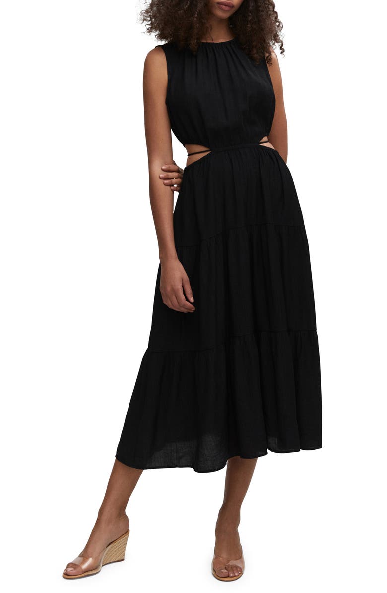MANGO Cutout Midi Dress, Main, color, 