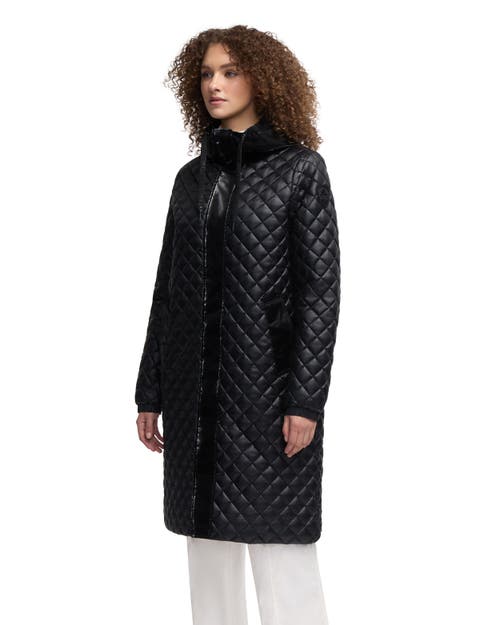 Pajar Peridot Diamond Quilted Longline Shacket In Black