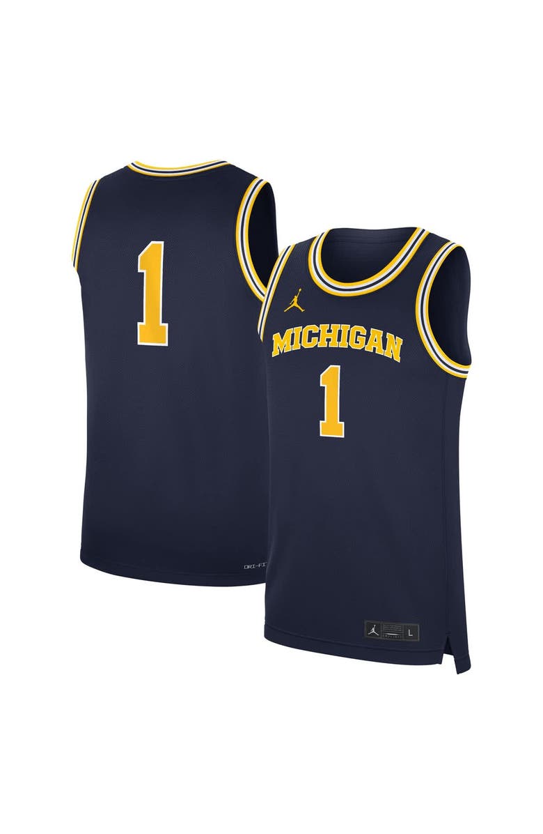 Jordan Brand Men's Jordan Brand Navy Michigan Wolverines Road Replica Basketball Jersey, Main, color, Navy