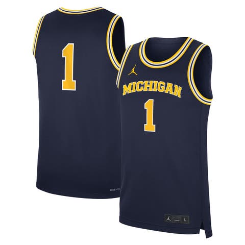 Men&#39;s Jordan Brand Navy Michigan Wolverines Road Replica Basketball Jersey