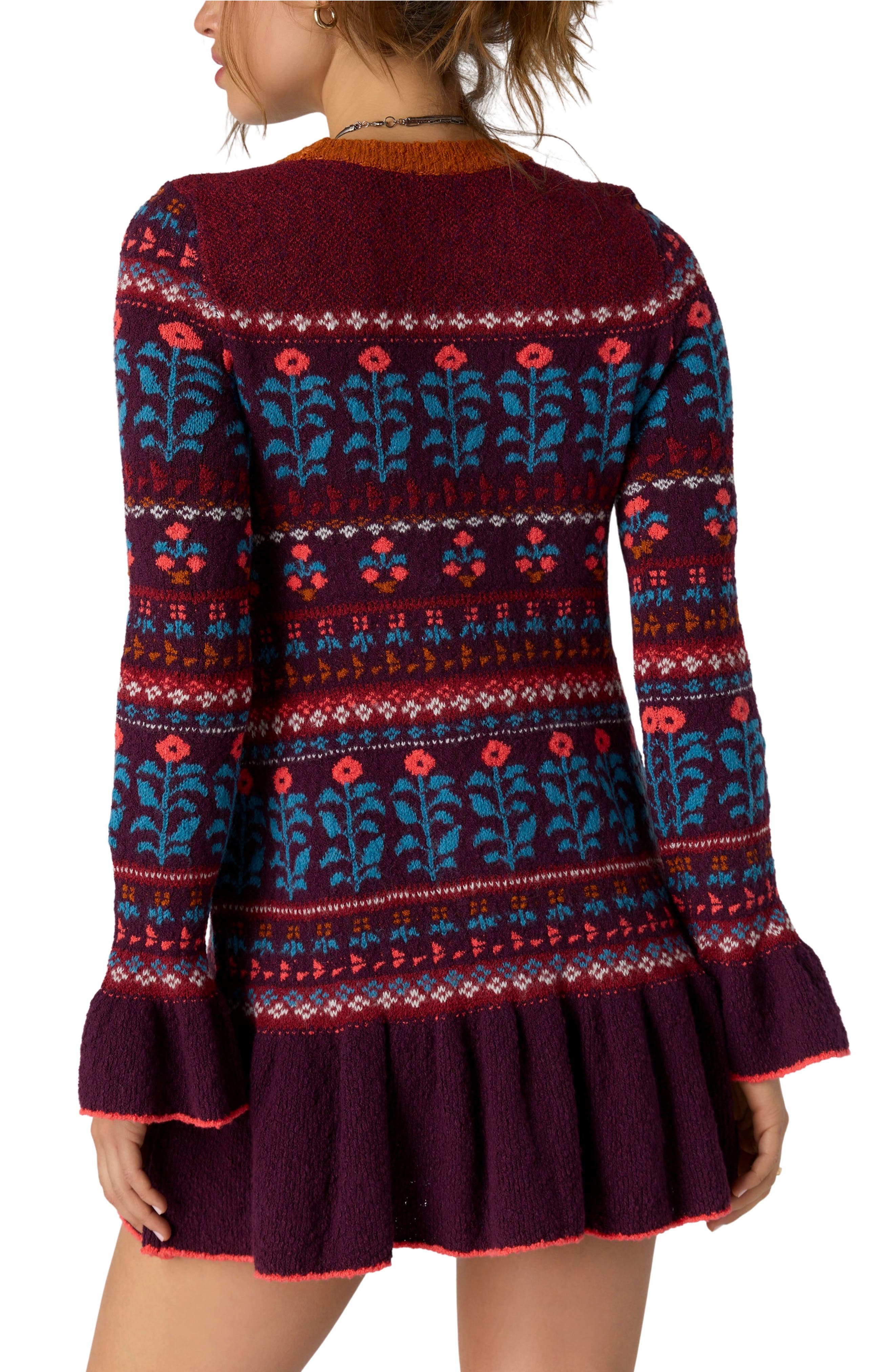 Free People Petal Loom Fair Isle Minidress (Women) | Nordstrom
