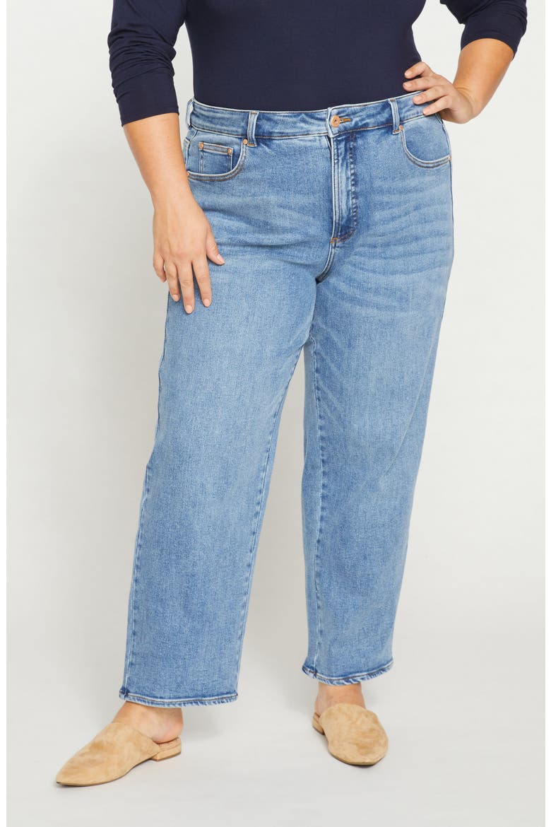 Etta High Waist Ankle Straight Leg Jeans, Main, color, DISTRESSED WASHED INDIGO BLUE