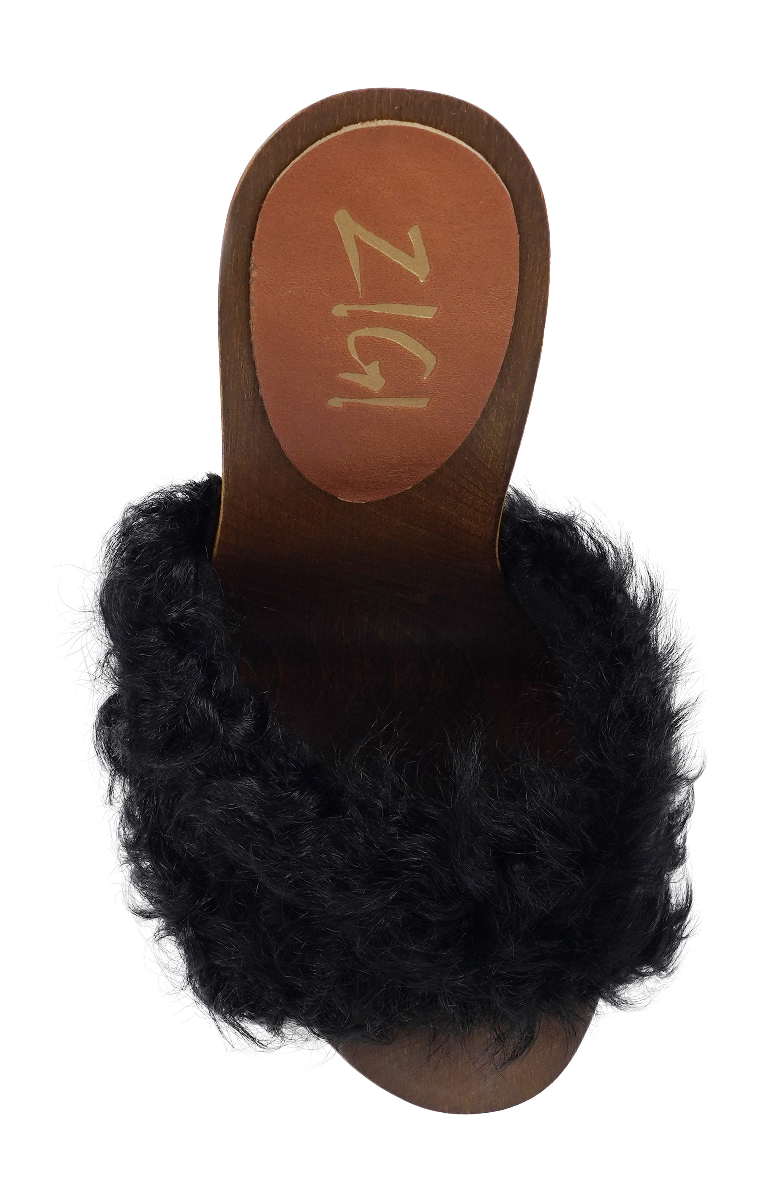 ZIGI Genuine Shearling Platform Sandal, Alternate, color, Black