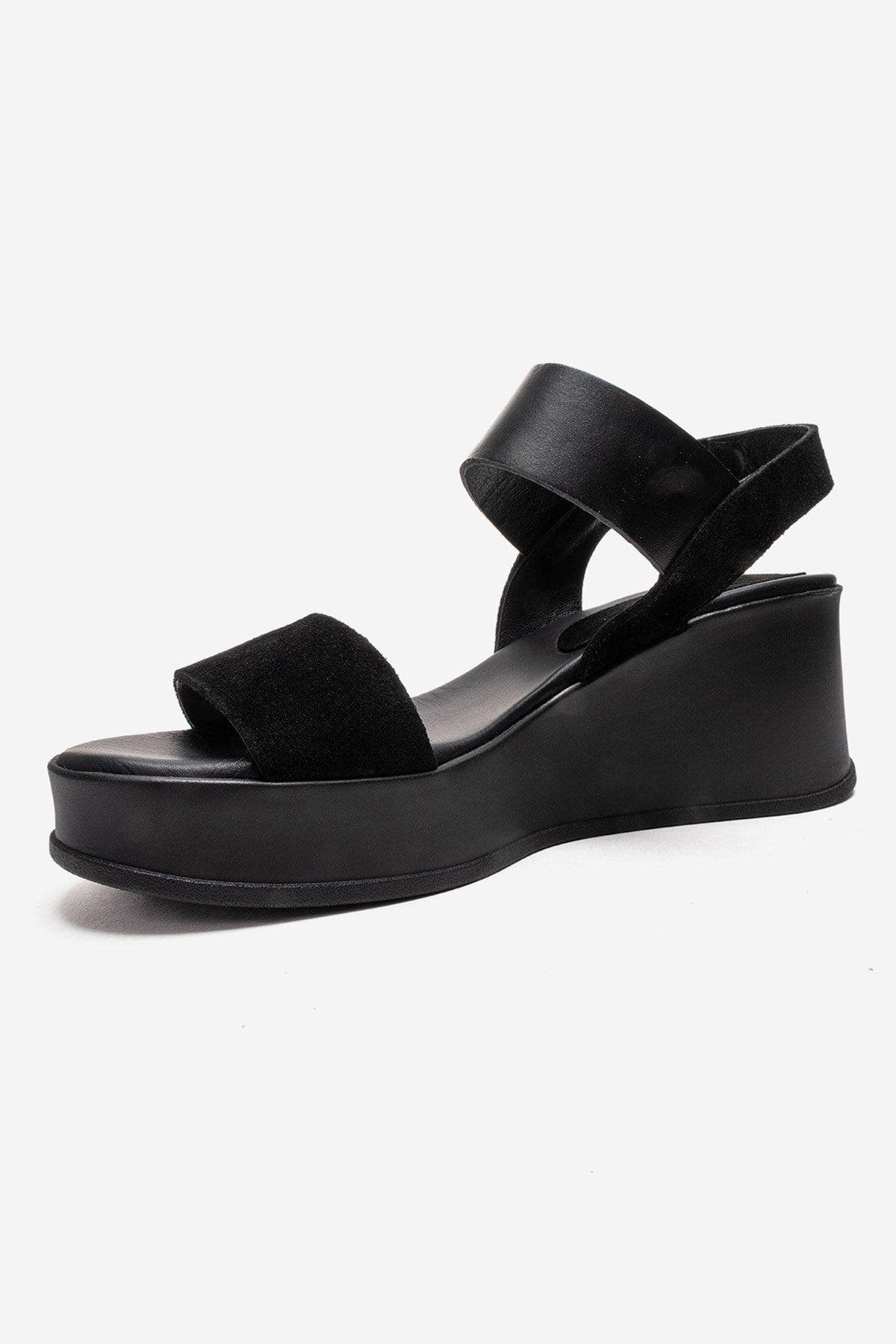 Forever & Always Shoes Lolanthe Leather Wedge Sandal, Alternate, color, Black Suede