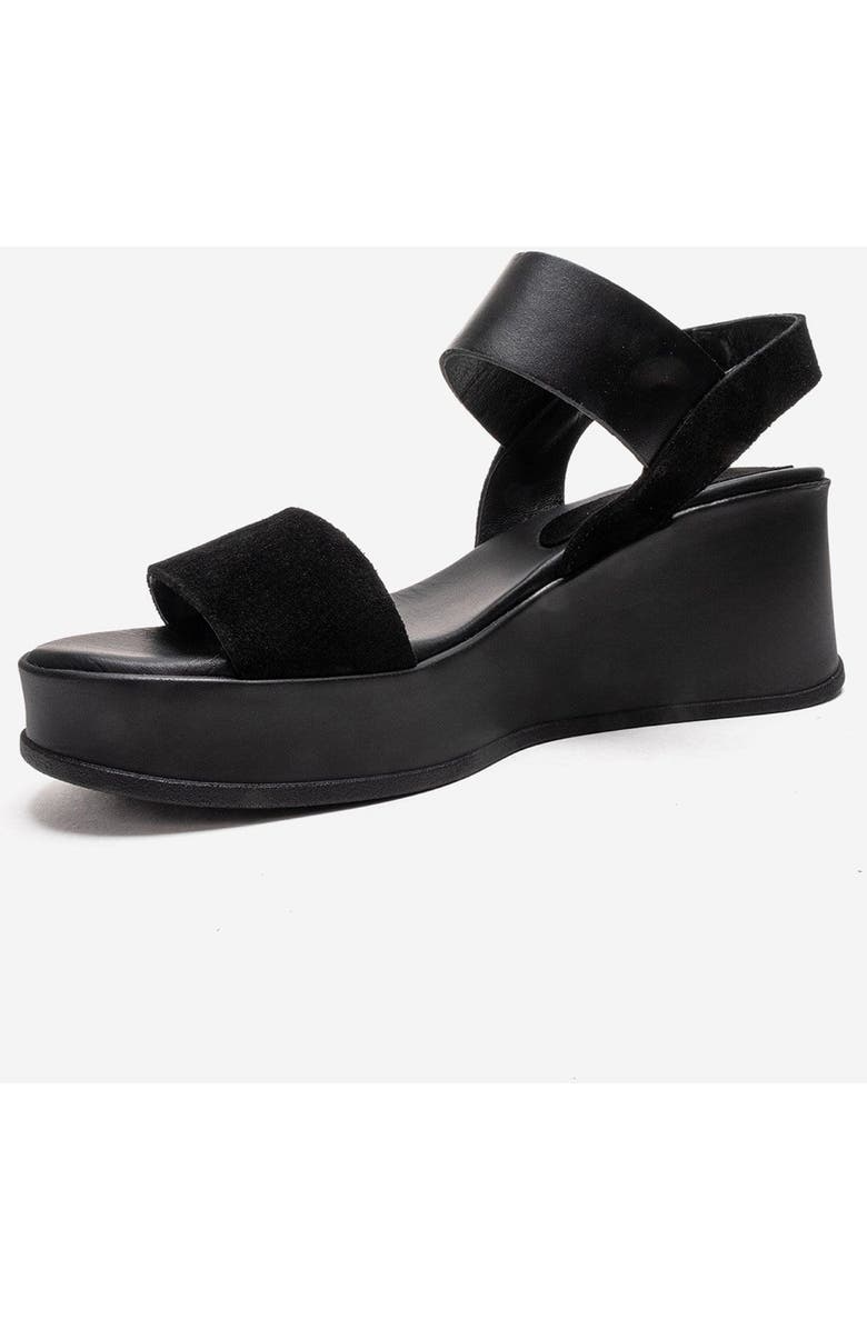 Forever & Always Shoes Lolanthe Leather Wedge Sandal, Alternate, color, Black Suede