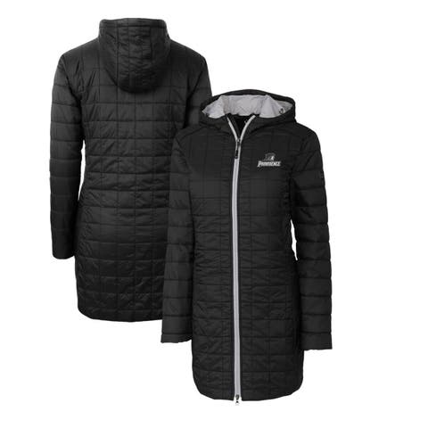 Women's Cutter & Buck Black Providence Friars Rainier Primaloft Eco Hooded Long Coat