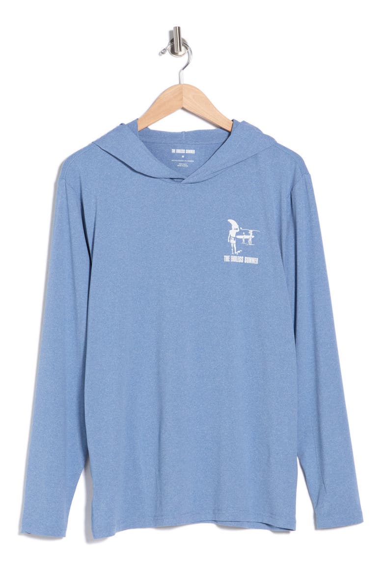 UPF 50+ Long Sleeve Hooded Sunshirt, Alternate, color, DENIM