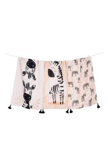 Tiramisu Whimsical Zebra Tassel Towel Set In Pink