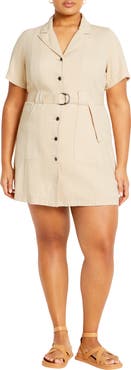 City Chic Aleah Belted Denim Button-Up Shirtdress