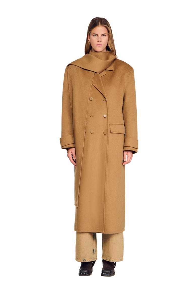 Oversized wool coat, Alternate, color, Camel