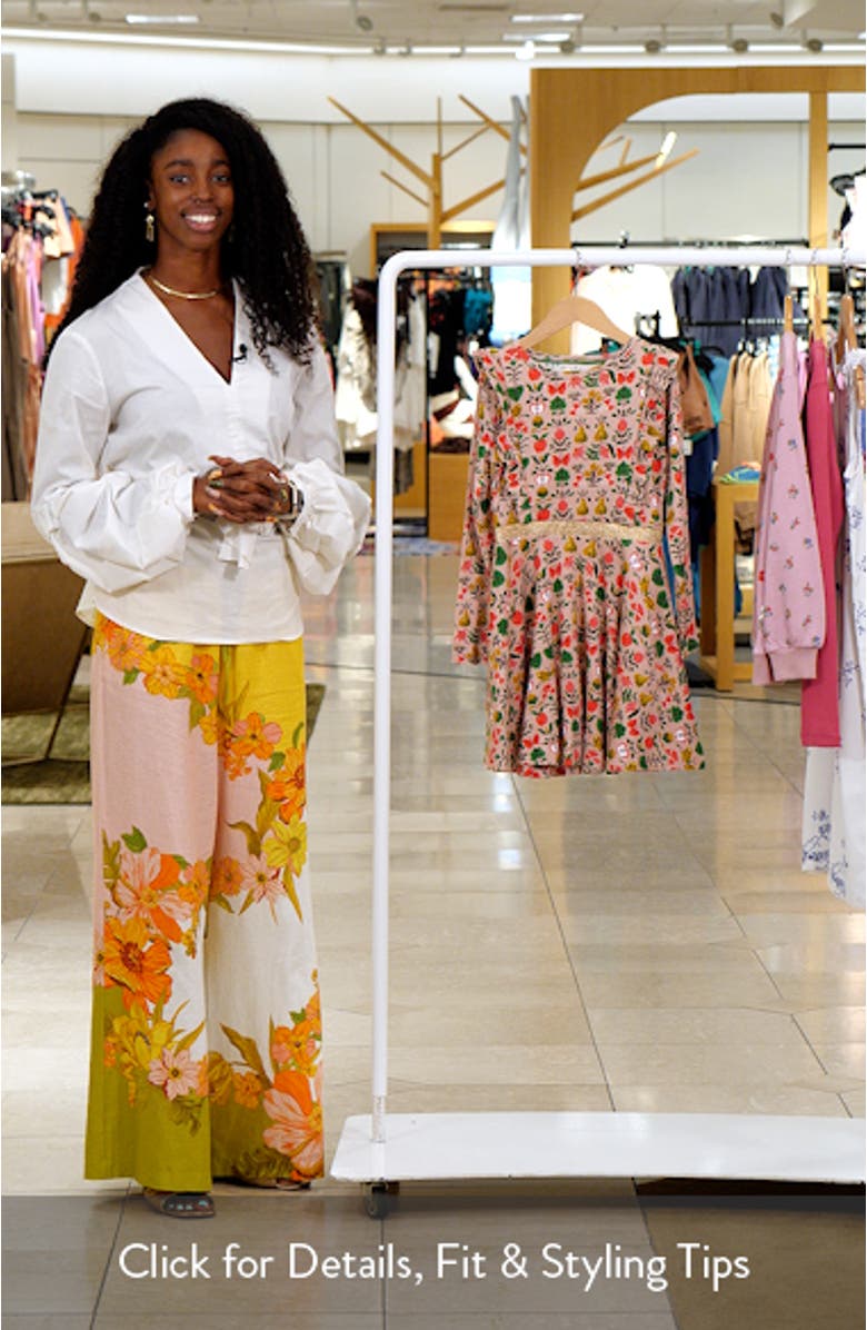 Kids' Floral Long Sleeve Cotton Jersey Dress, sales video thumbnail