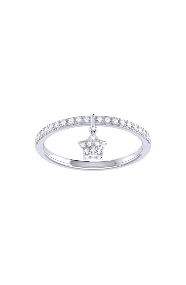 LuvMyJewelry Starkissed Sterling Silver Diamond Charm Ring, Main, color, 