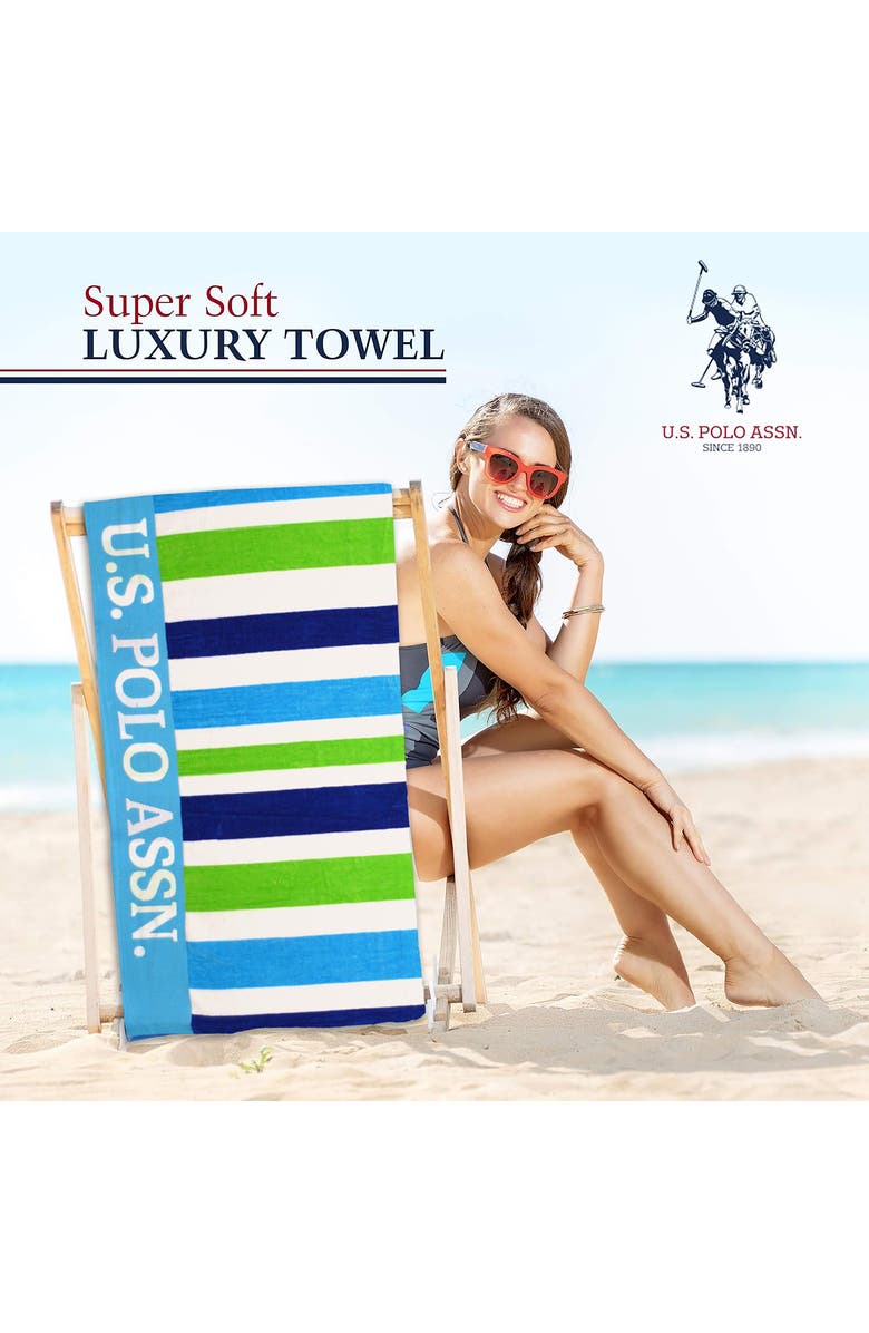 US POLO ASSN Port Stripe Jacquard Beach Towel, Alternate, color,