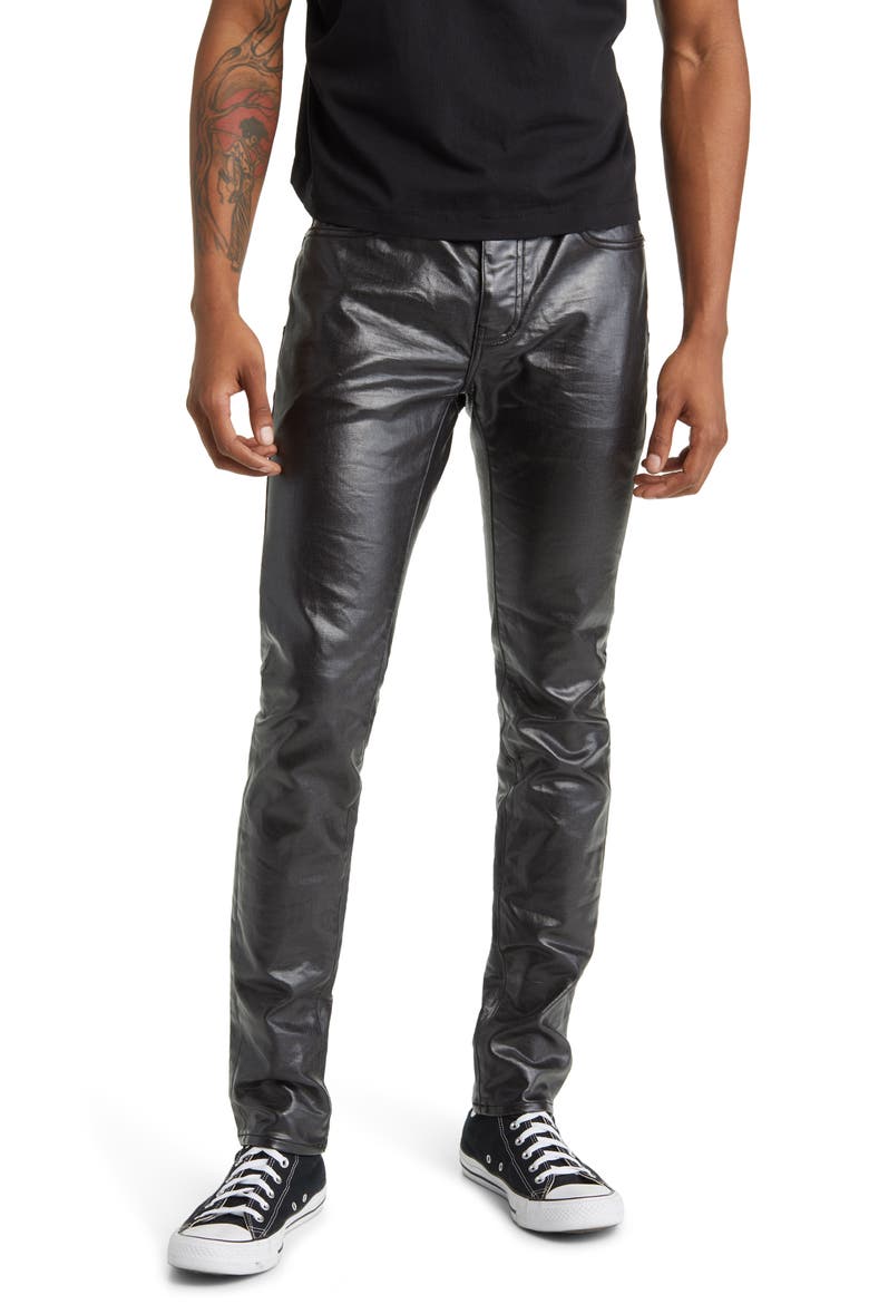 Patent Film Coated Skinny Jeans, Main, color, BLACK
