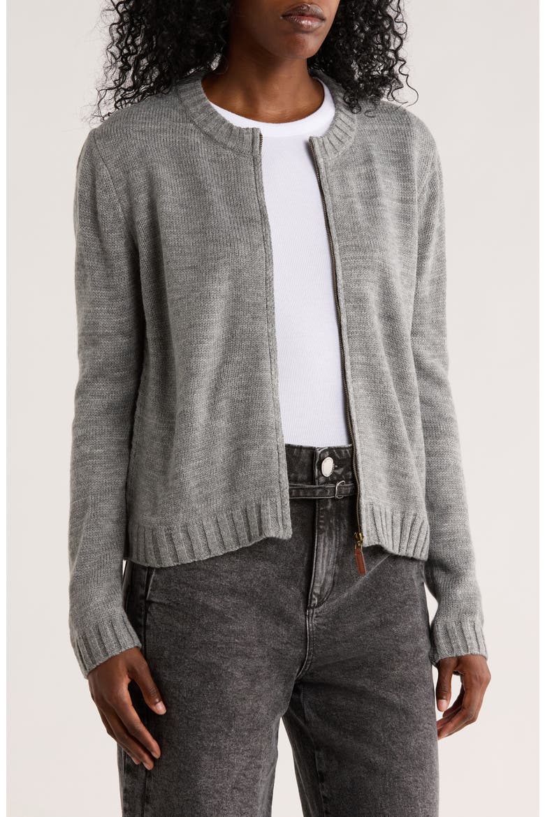 Zip-Up Sweater, Main, color, HEATHER GREY