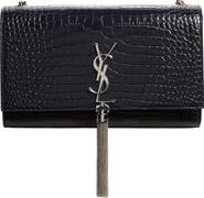 Saint Laurent Medium Kate Tassel Croc Embossed Calfskin Leather Crossbody Bag