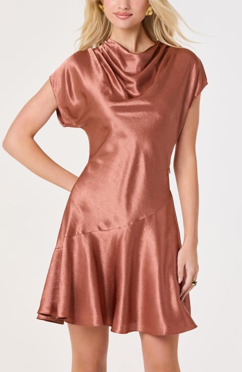 Sherrer Cowl Neck Satin Dress
