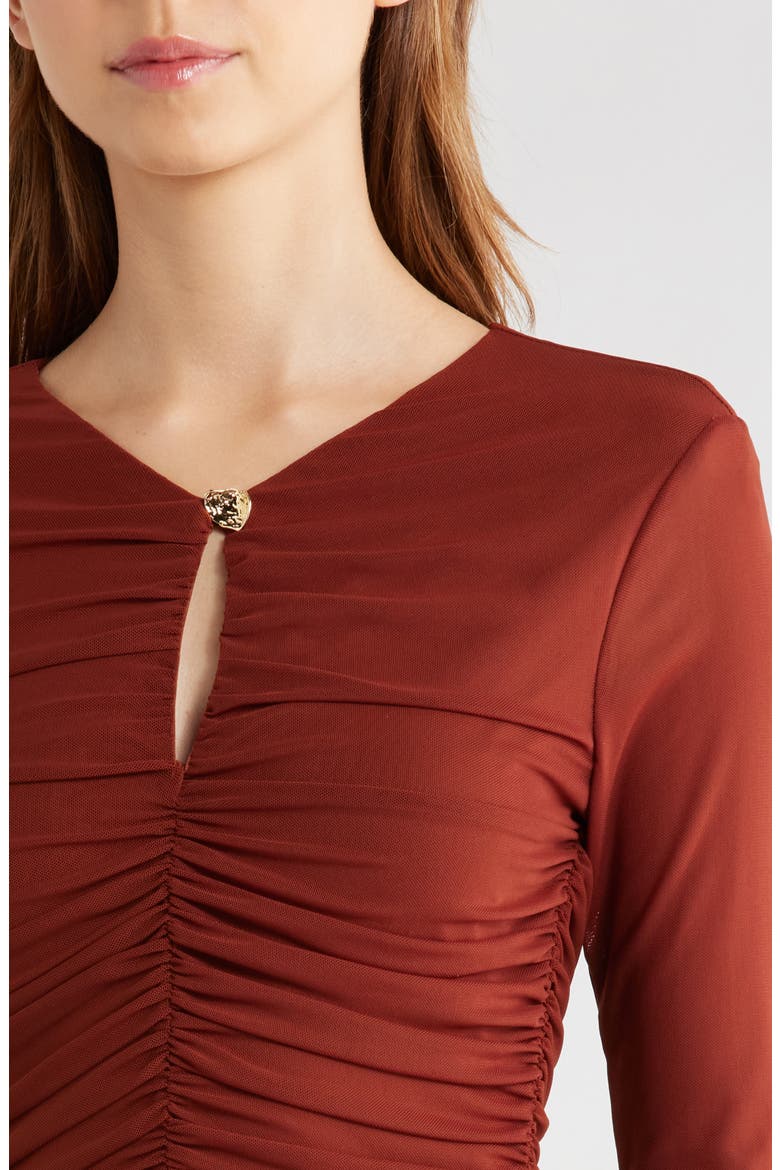Yasmine Long Sleeve Midi Dress, Alternate, color, RUST