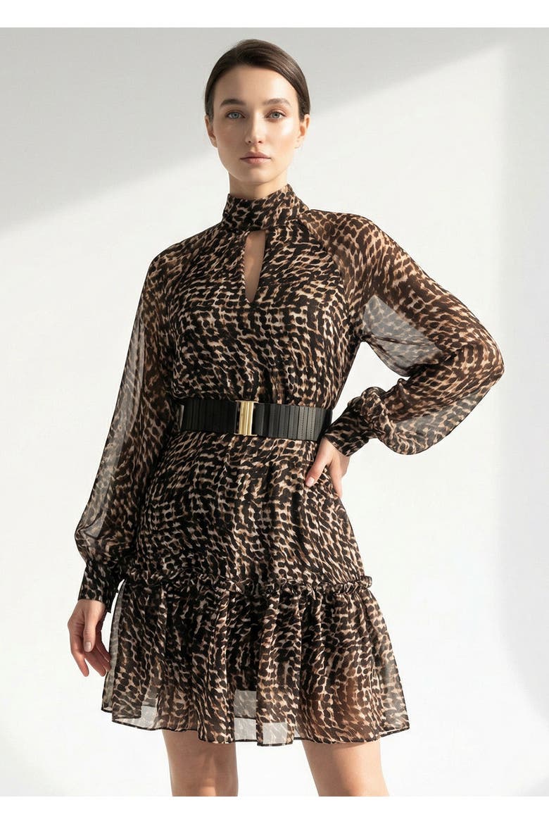 Angelique Mini Dress, Alternate, color, Black Patterned