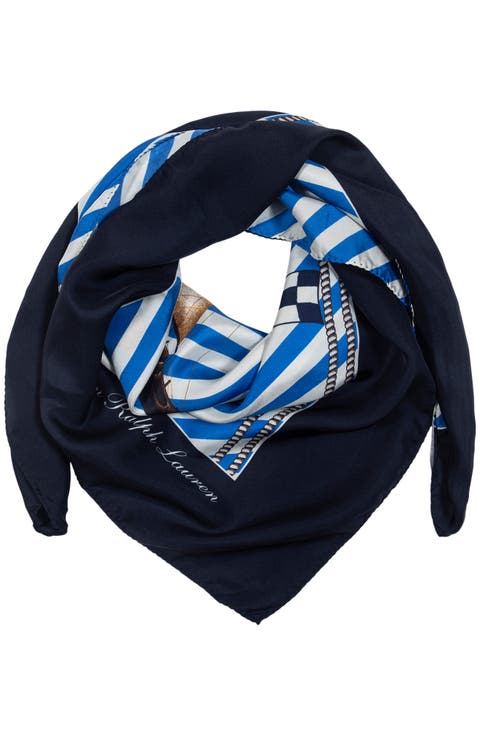 Stripe Nautical Flag Silk Square Scarf