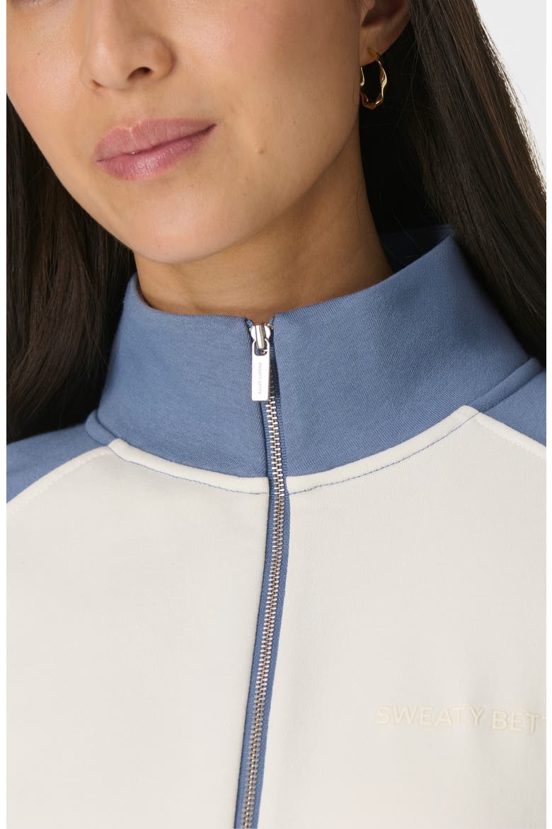 Revive Colorblock Half-Zip Cotton Blend Sweatshirt, Alternate, color, LUXE BLUE