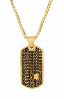 Men's Cubic Zirconia Dog Tag Pendant Necklace