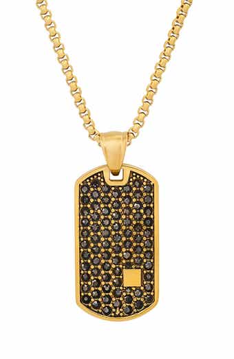 Men's Cubic Zirconia Dog Tag Pendant Necklace