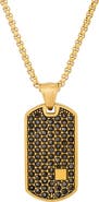 STEELTIME Men's Cubic Zirconia Dog Tag Pendant Necklace