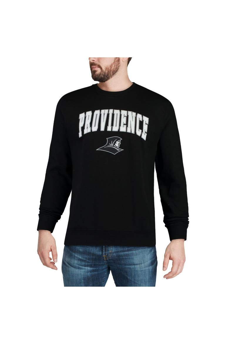 Men's Colosseum Black Providence Friars Arch & Logo Crew Neck Sweatshirt, Alternate, color, Black