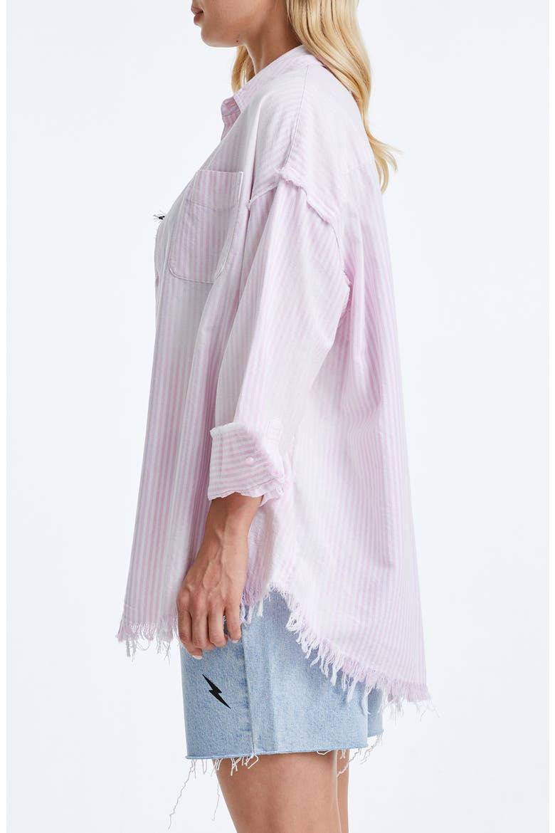Fringe Cotton Shirt, Alternate, color, PINK/ WHITE STRIPE