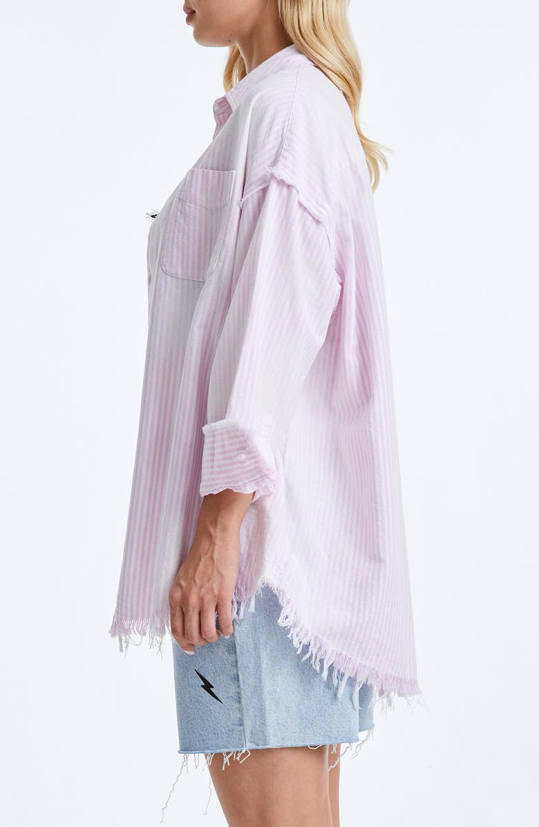Bayeas Fringe Cotton Shirt, Alternate, color, Pink/ White Stripe