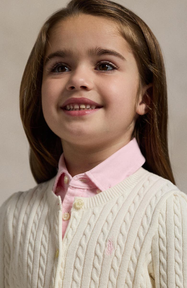 Polo Ralph Lauren Kids' Mini Cable Knit Cardigan, Alternate, color, Warm White