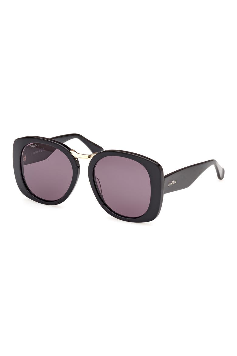 55mm Round Sunglasses, Alternate, color, SHINY BLACK / SMOKE