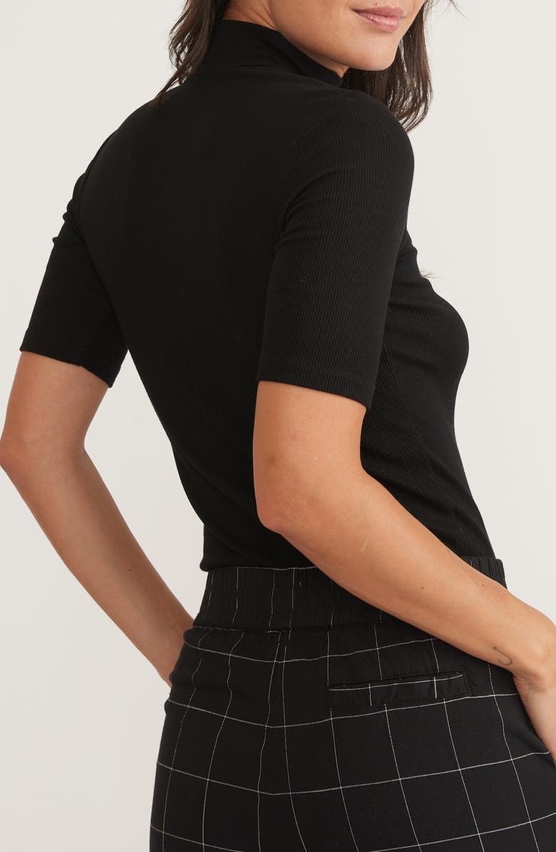 Marine Layer Lexi Short Sleeve Mock Neck Rib Top, Alternate, color, 