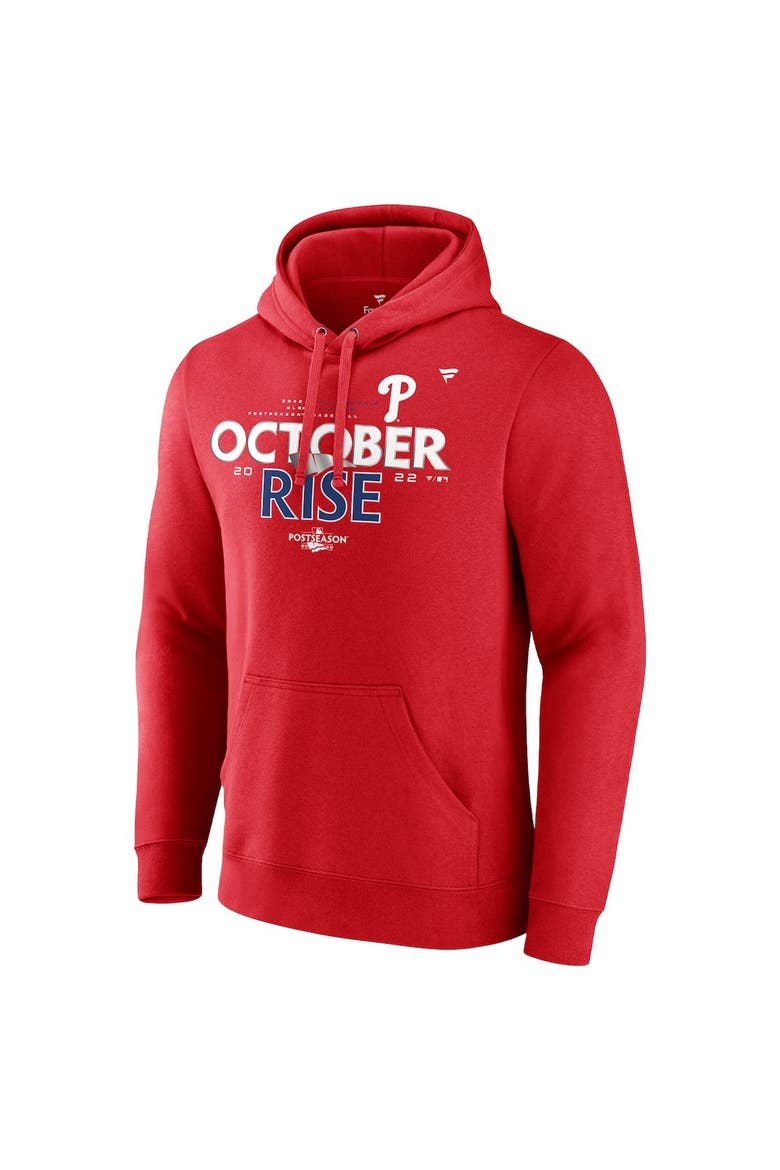 Men's Fanatics Branded Red Philadelphia Phillies 2022 Postseason Locker Room Pullover Hoodie, Alternate, color, Red