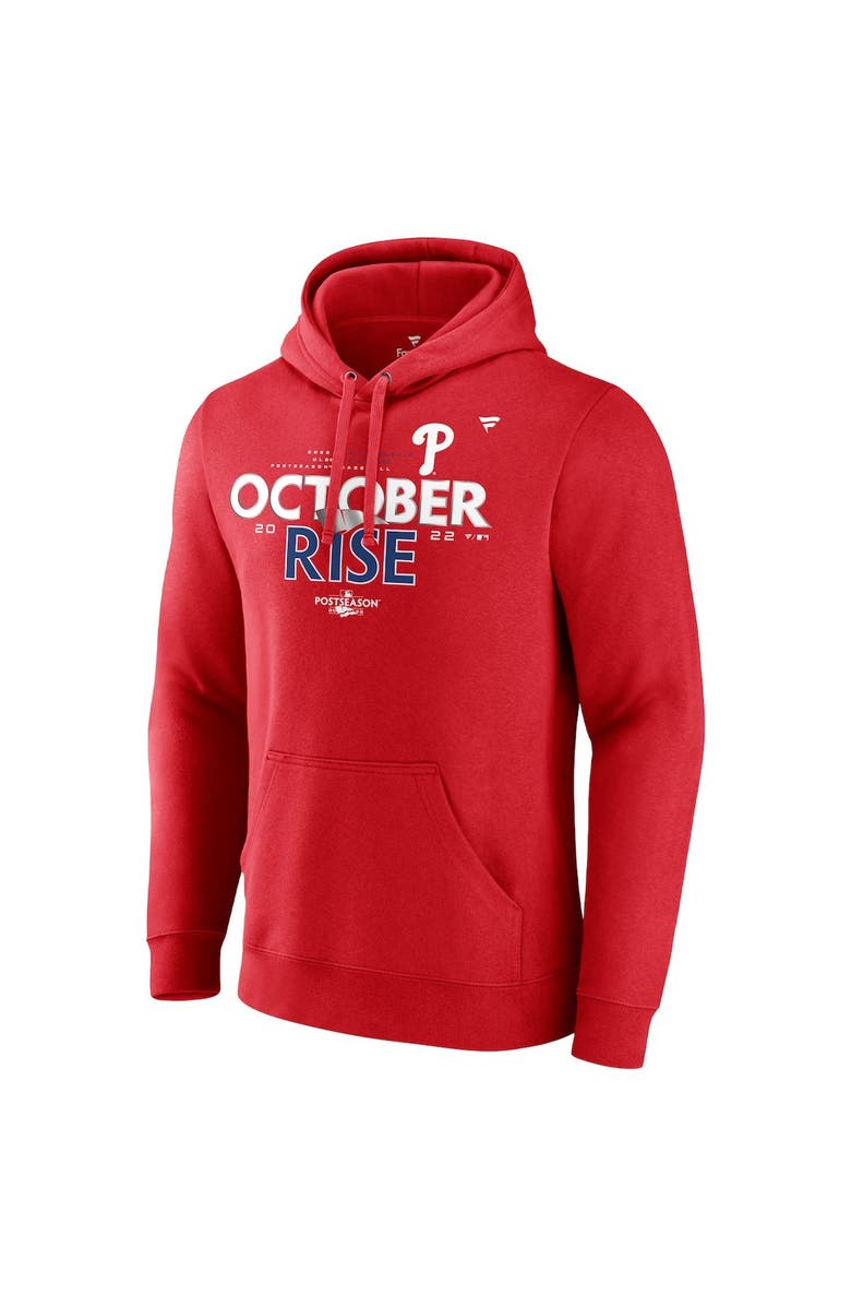 FANATICS Men's Fanatics Branded Red Philadelphia Phillies 2022 Postseason Locker Room Pullover Hoodie, Alternate, color, 