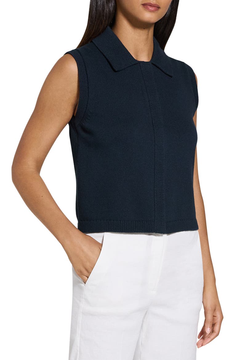 Stretch Cotton Blend Zip Sweater Vest, Alternate, color, NAVY