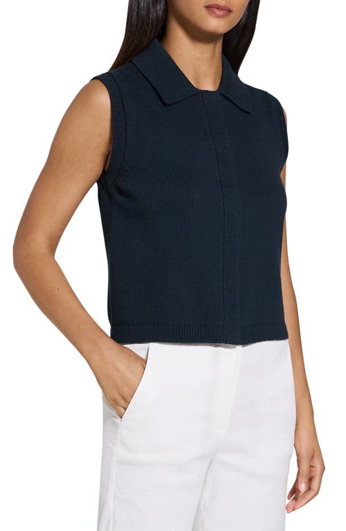 Theory Zip-up Vest In Rounded Cotton In Navy