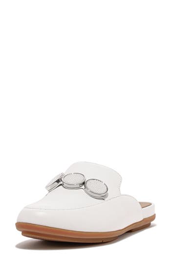 Fitflop Gracie Bead Link Leather Mule Loafer In White