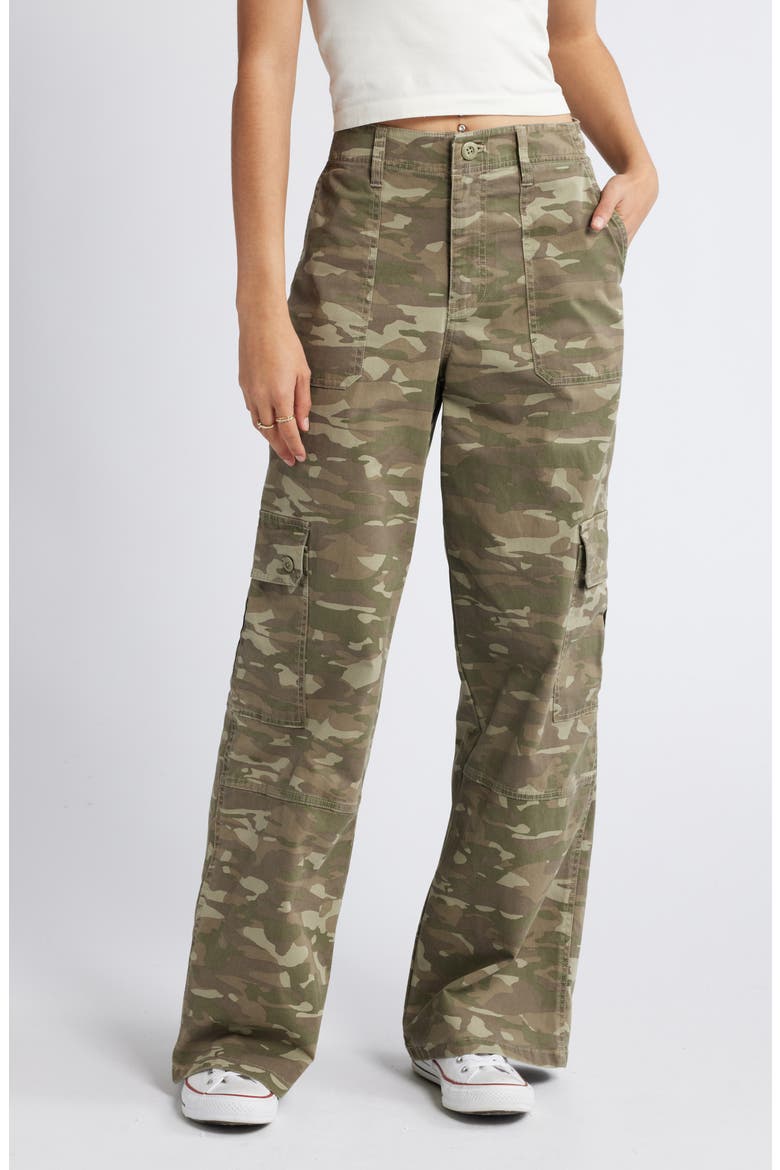 Twill Wide Leg Cargo Pants, Main, color, OLIVE ALTITUDE CAMO