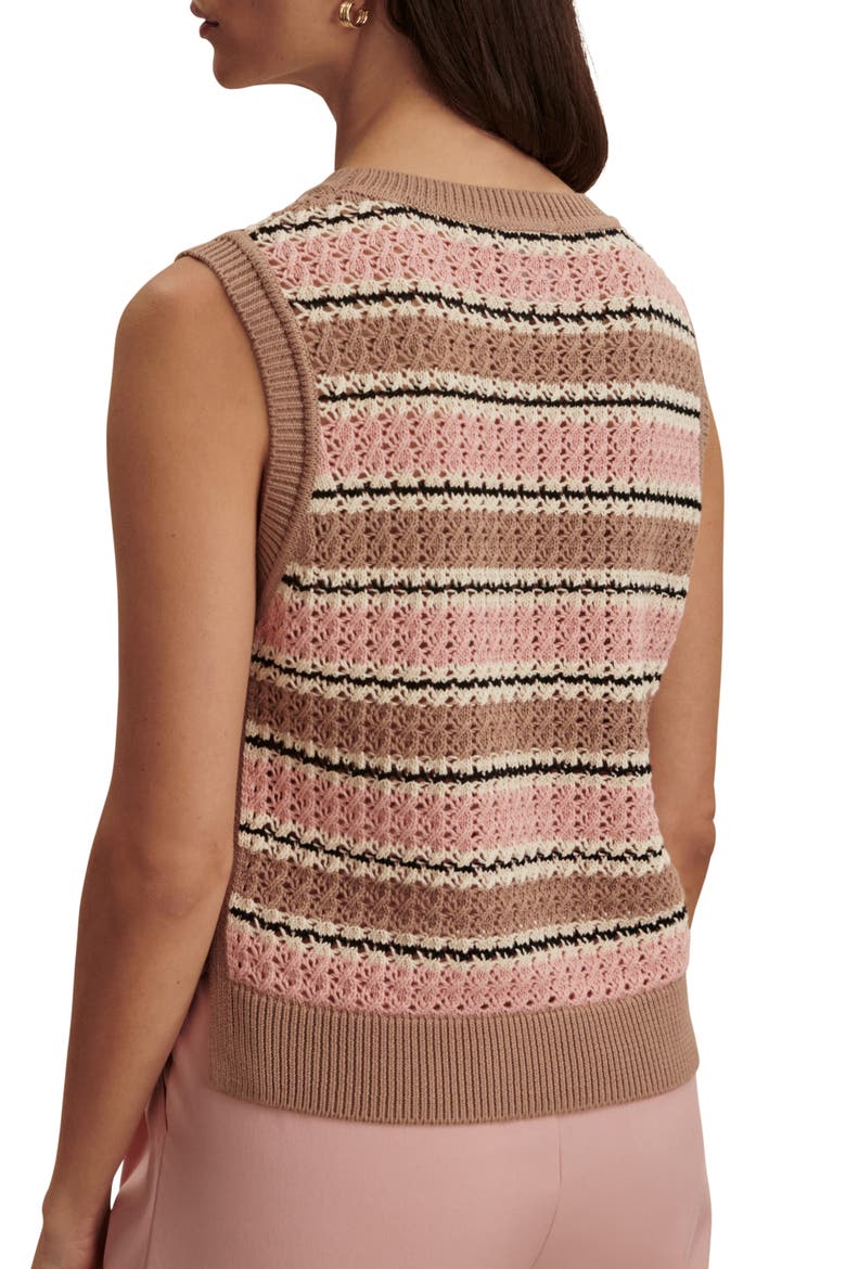 Deeley Stripe Sleeveless Sweater, Alternate, color, WARM TAUPE / MELLOW ROSE