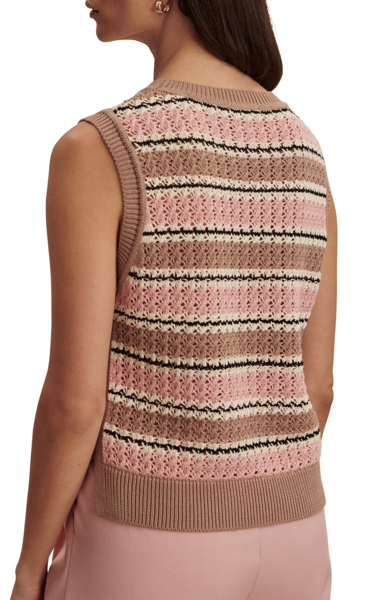 Varley Deeley Stripe Sleeveless Sweater, Alternate, color, Warm Taupe / Mellow Rose