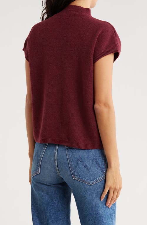 Blu Pepper Floral Appliqué Mock Neck Sleeveless Sweater In Burgundy