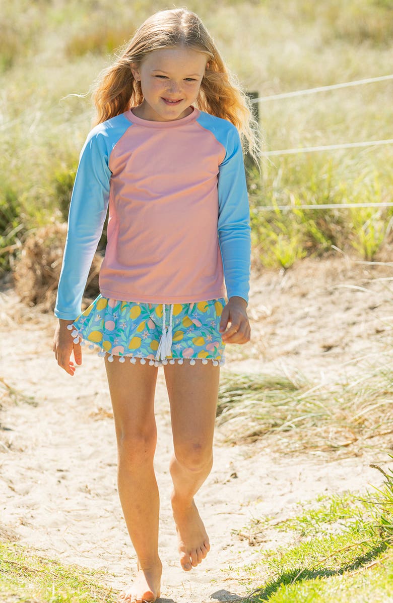 Snapper Rock Kids' Lemon Drops Cover-Up Shorts, Alternate, color, Blue Multi