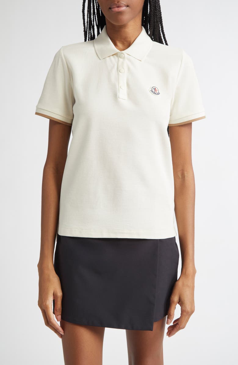 Moncler Cotton Piqué Polo, Main, color, Silk White